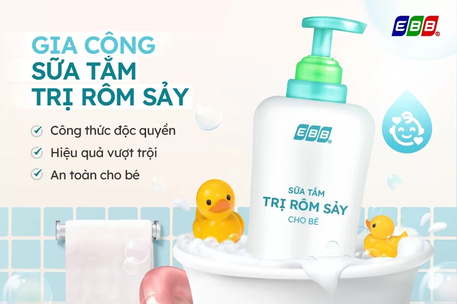 Gia công sữa tắm trị rôm sảy cho bé